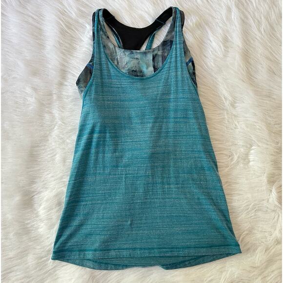 Lululemon Twist and Toil Tank Sports Bra Teal Blue Sun Daze Size 4 Small - Picture 1 of 10